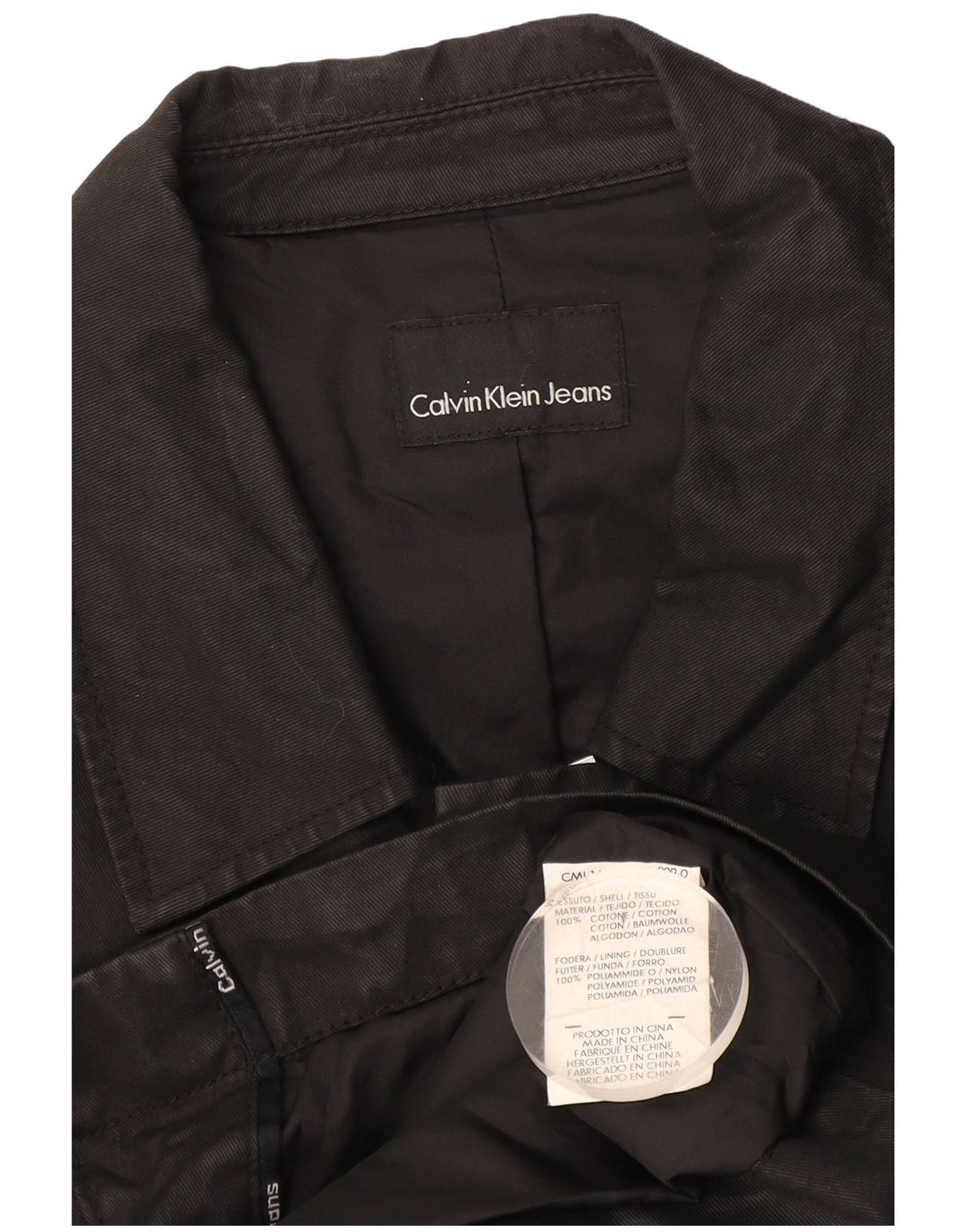 Jaqueta militar masculina Calvin Klein UK 38 algodão preto médio