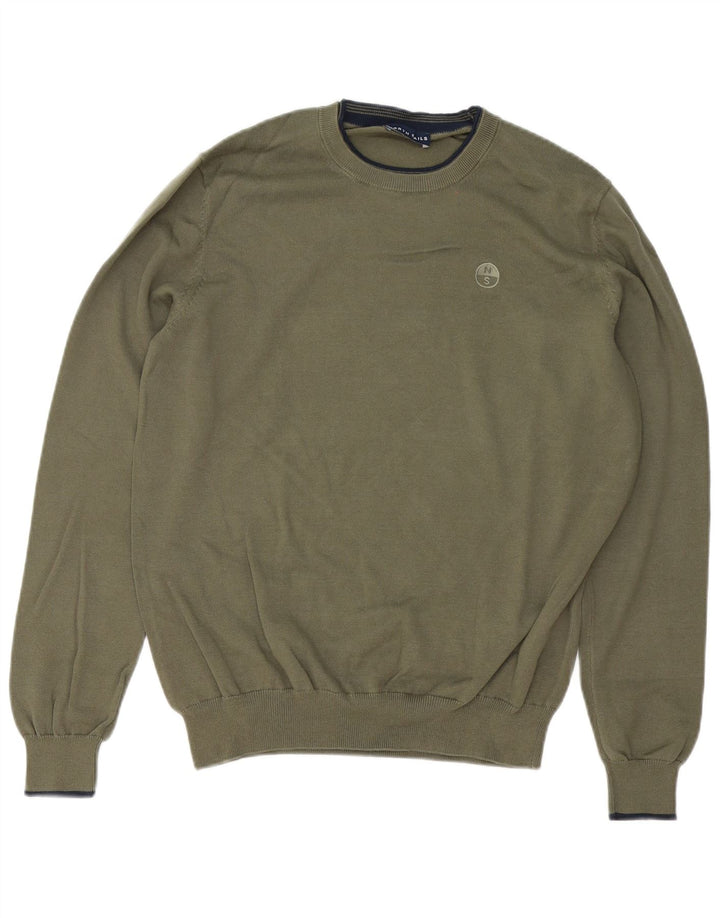 Suéter masculino North Sails com gola redonda e algodão cáqui médio