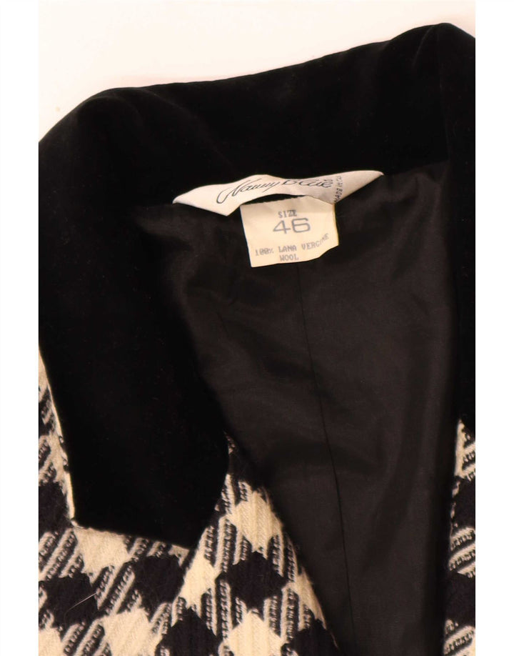 Jaqueta blazer feminina vintage com 3 botões IT 46 grande preto houndstooth clássico