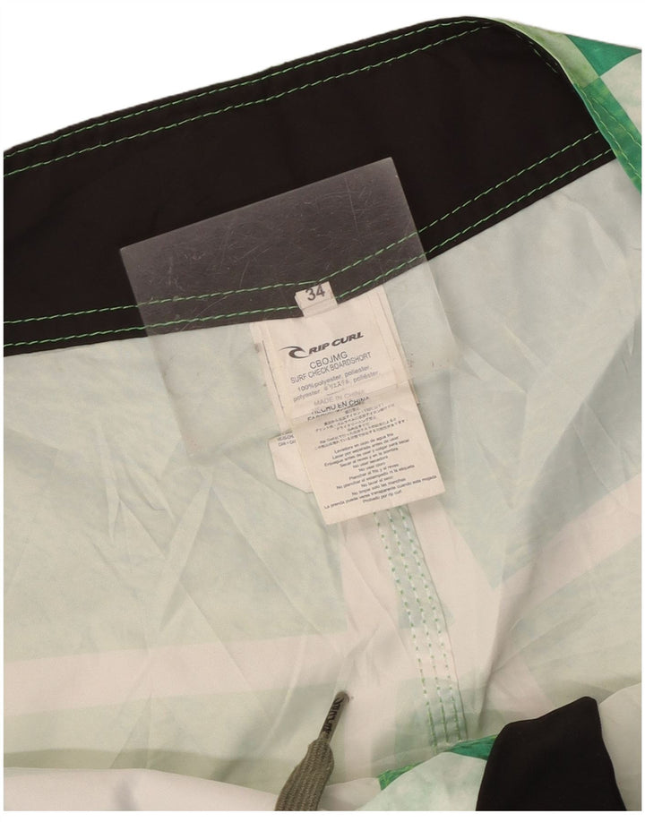 Rip Curl Shorts de natação masculino gráfico grande poliéster xadrez verde