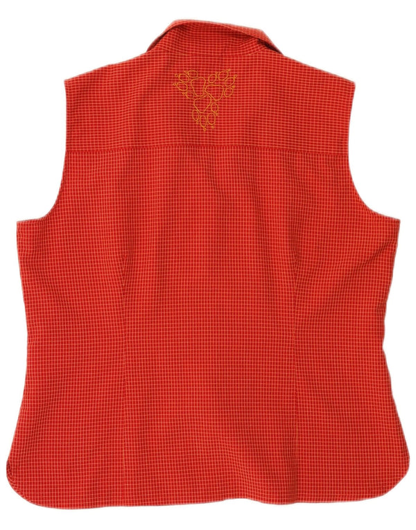 Blusa feminina Jack Wolfskin com estampa de viagem Reino Unido 14/16 grande xadrez vermelho