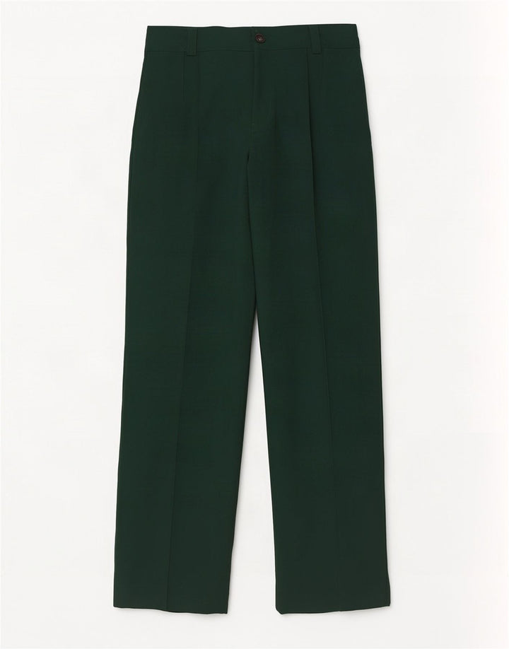 Calça feminina reta casual Zara médio W28 L32 poliéster verde