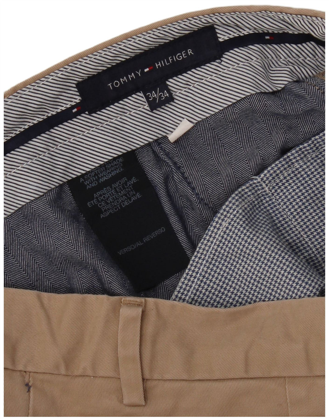Tommy Hilfiger Calça Chino Masculina Reta W34 L34 Bege