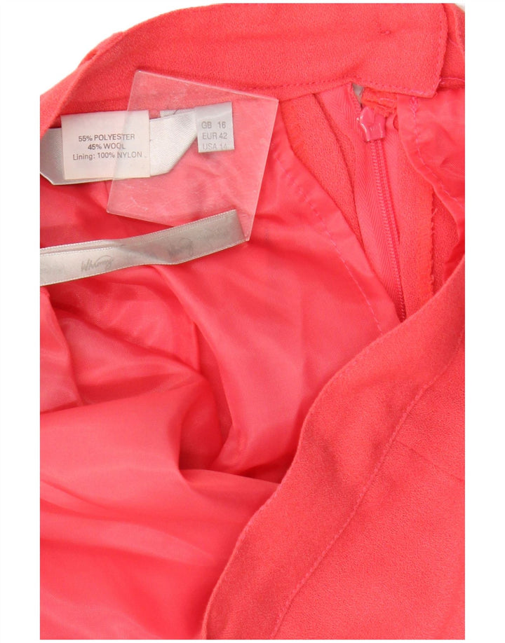 Saia plissada de cintura alta feminina caprichosa Reino Unido 16 grande W30 rosa poliéster