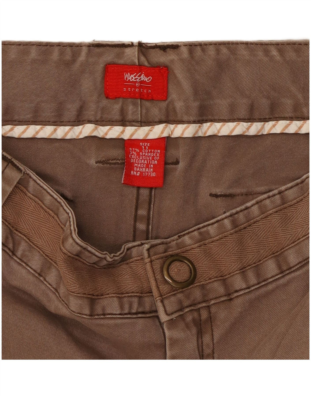 MOSSIMO Calça feminina casual bootcut EUA 11 grande W32 L31 algodão marrom