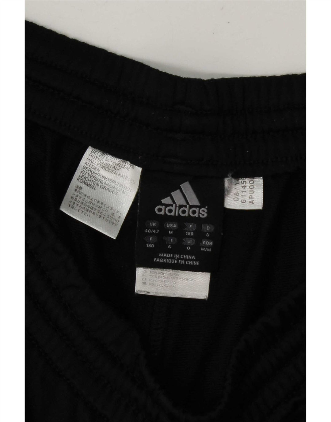 Calça de treino masculina Adidas Joggers UK 40/42 poliéster preto médio