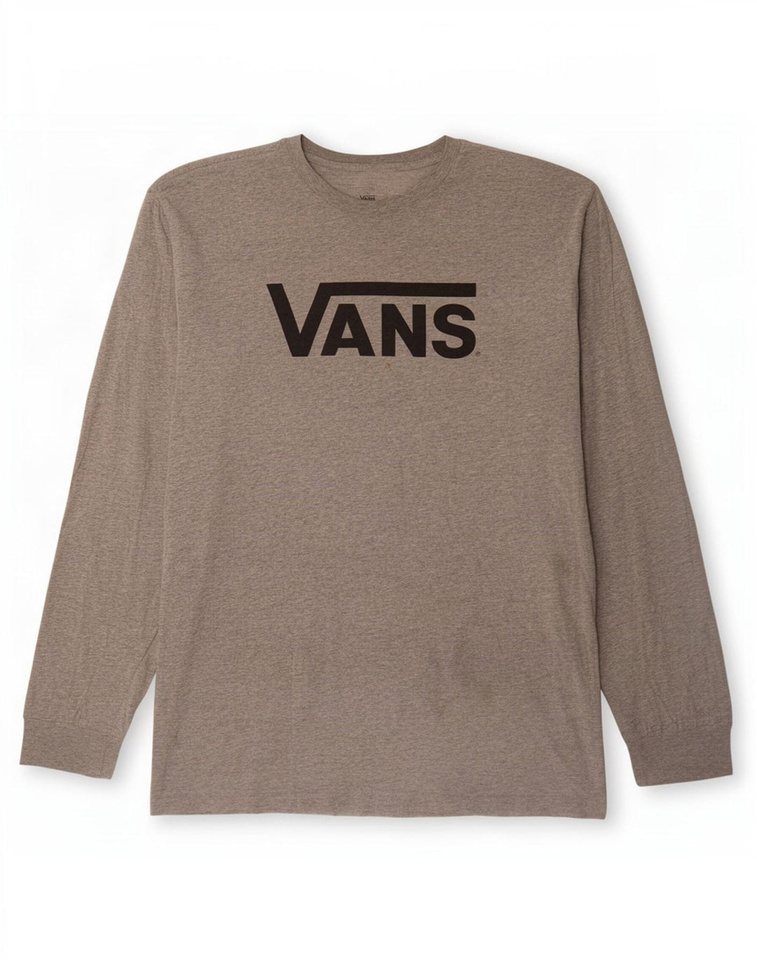 Vans Masculino Classic Fit Graphic Top Manga Longa Grande Algodão Flecked Cinza