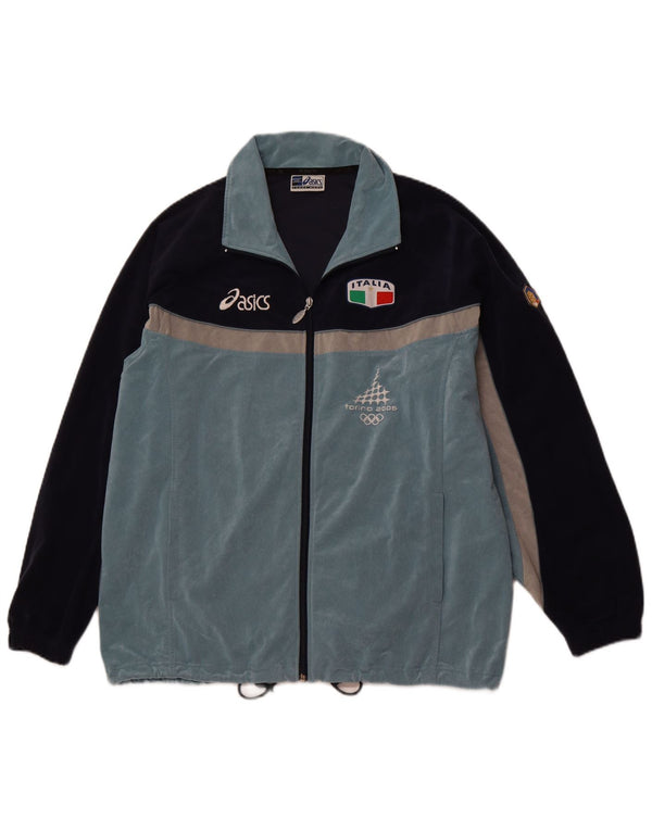 ASICS Mens Treino Top Jacket Grande Azul Colorblock Poliéster Esportes