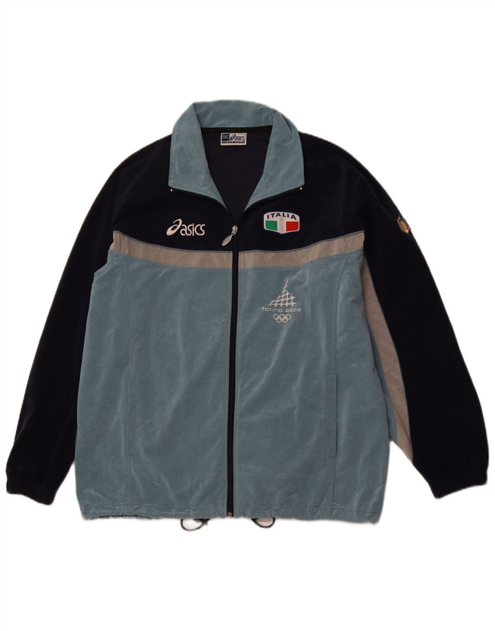 ASICS Mens Treino Top Jacket Grande Azul Colorblock Poliéster Esportes