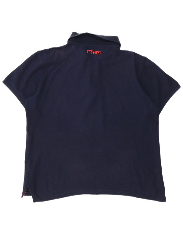 Camisa polo masculina Ferrari média azul marinho algodão