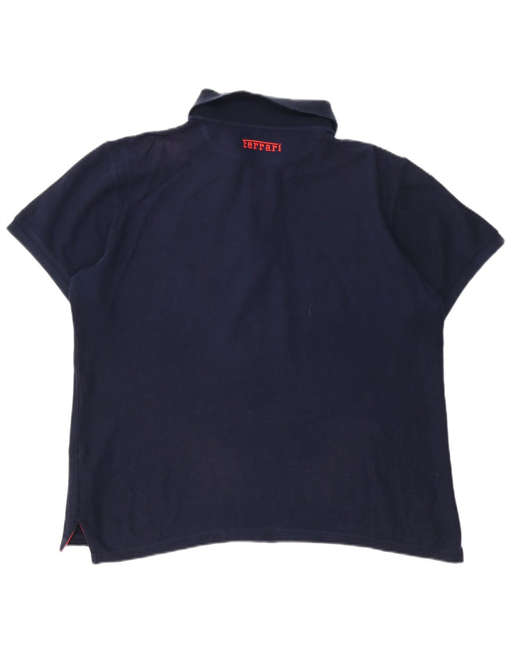 Camisa polo masculina Ferrari média azul marinho algodão