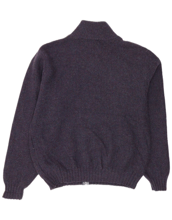 Suéter cardigã masculino L.L.Bean grande lã azul marinho