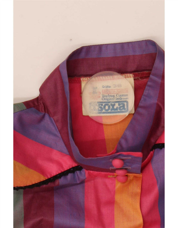 Blusa feminina vintage manga curta UE 38 média listrada multicolorida