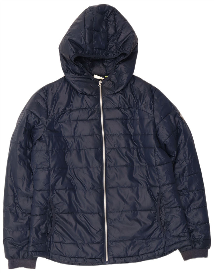 Jaqueta acolchoada com capuz feminino Diadora UK 20 2XL azul marinho poliéster