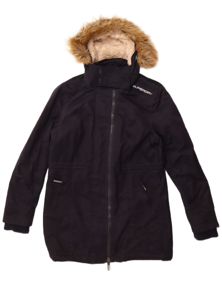 Jaqueta Parka com capuz feminina Superdry UK 18 XL azul marinho poliéster