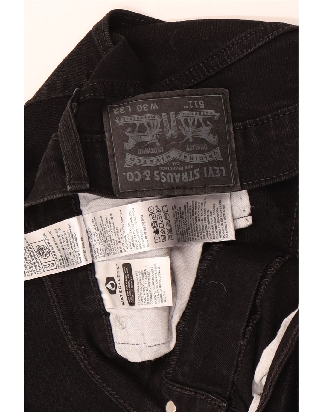 Levi's Masculino 511 Slim Jeans W30 L32 Algodão Preto