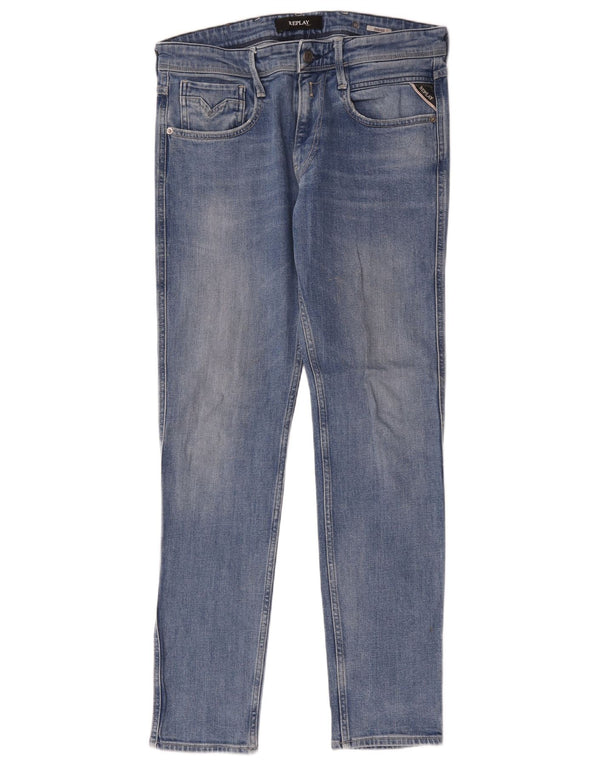 Replay Feminino Anbass Slim Jeans W32 L32 Azul Algodão