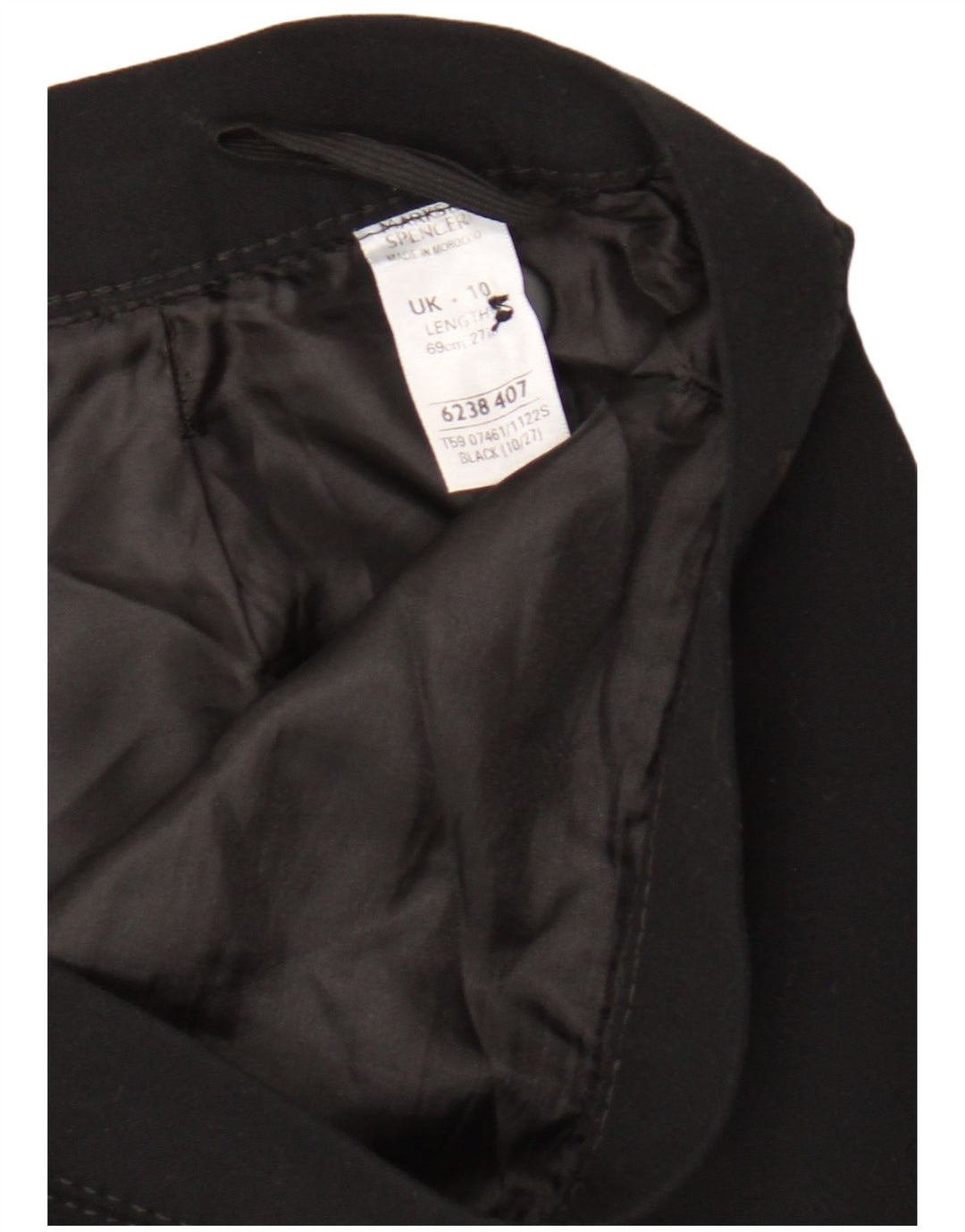 Saia lápis feminina Marks & Spencer UK 10 pequena W28 poliéster preto
