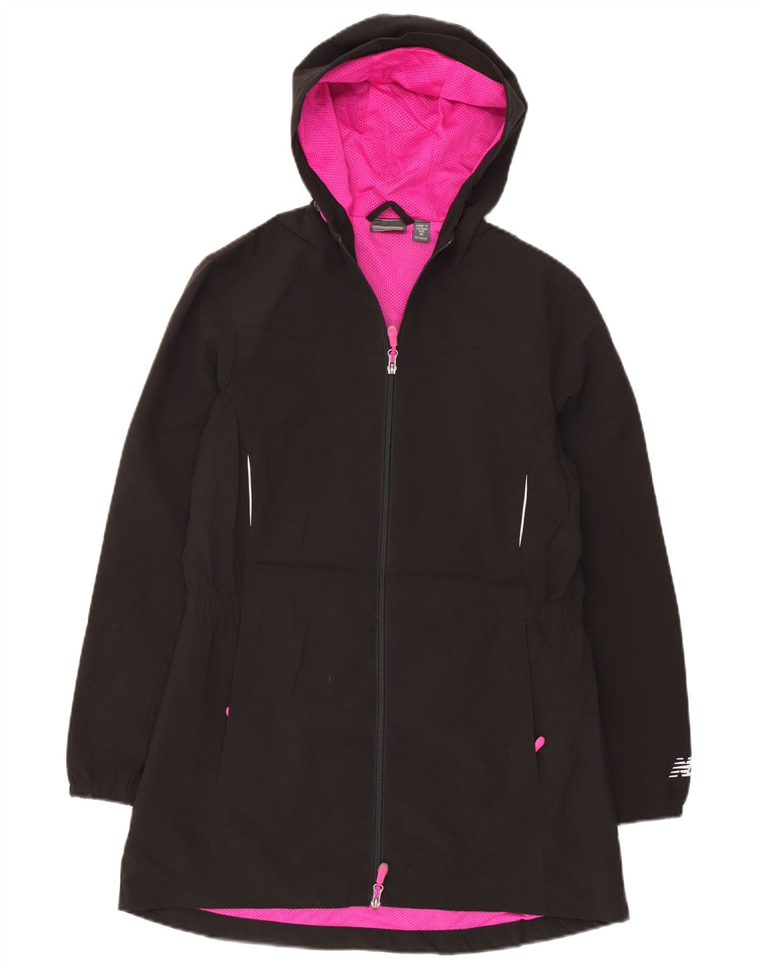 Capa de chuva com capuz feminino New Balance UK 14 poliéster preto médio