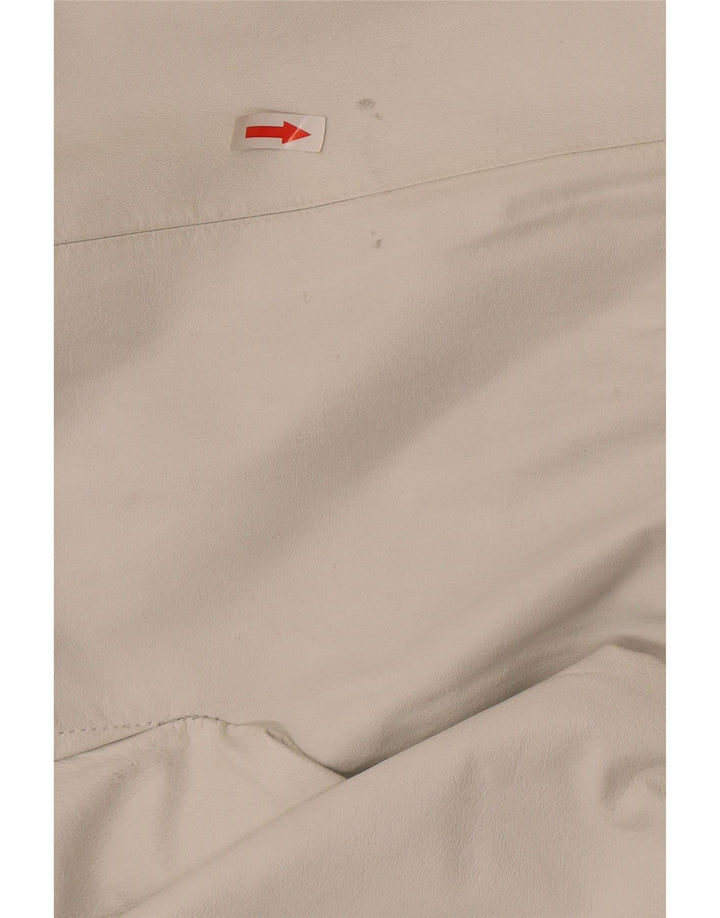 Jaqueta de couro militar das mulheres vintage UE 42 grande couro branco