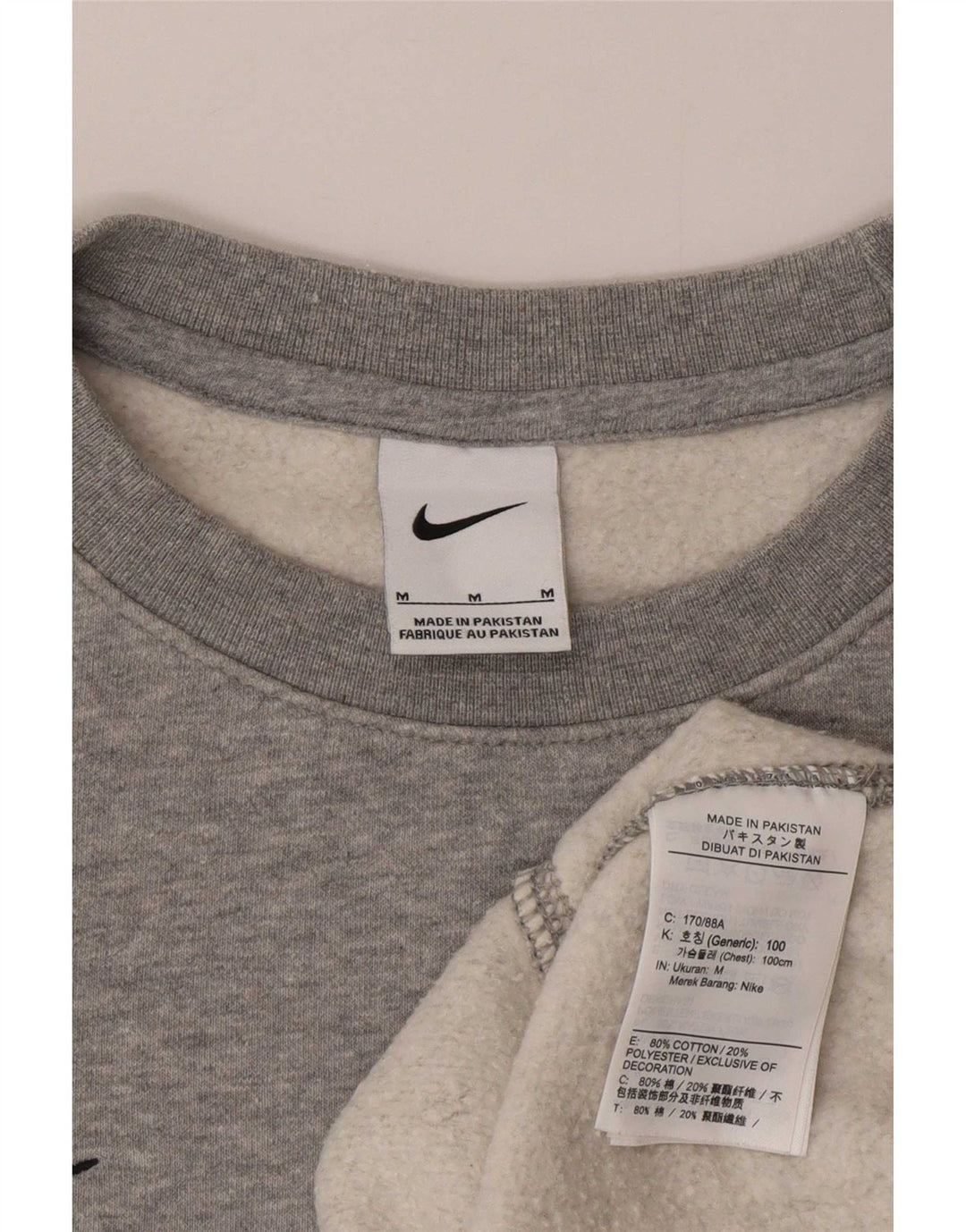 Nike Mens Moletom Jumper Médio Algodão Cinza