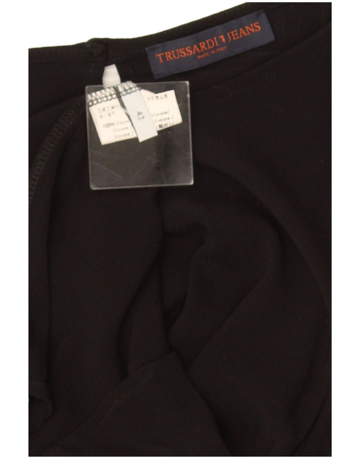 Trussardi Jeans Blusa feminina manga comprida top IT 42 médio preto viscose