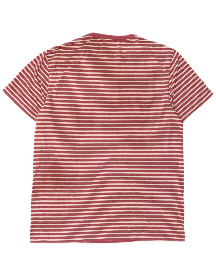 Camiseta masculina J. Crew Top grande de algodão listrado vermelho