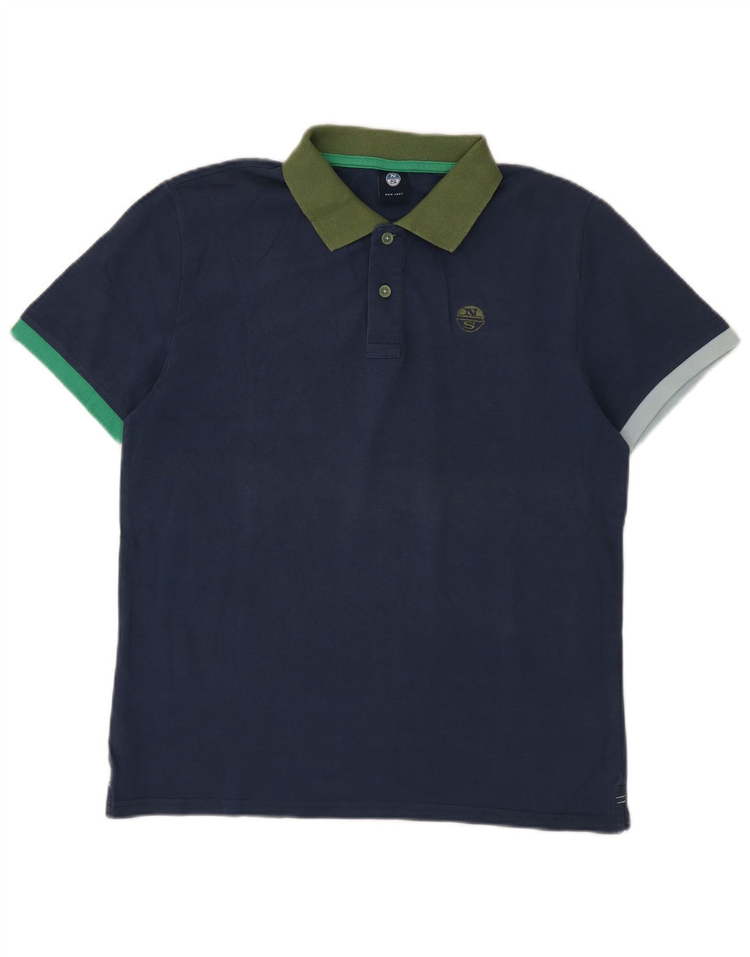 Camisa polo masculina de rugby North Sails médio azul marinho algodão colorblock