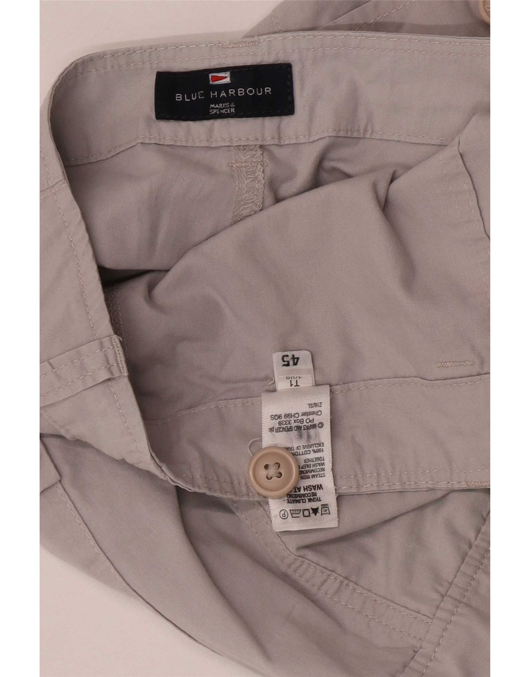 Shorts cargo masculino Marks & Spencer Blue Harbor W36 grande algodão cinza