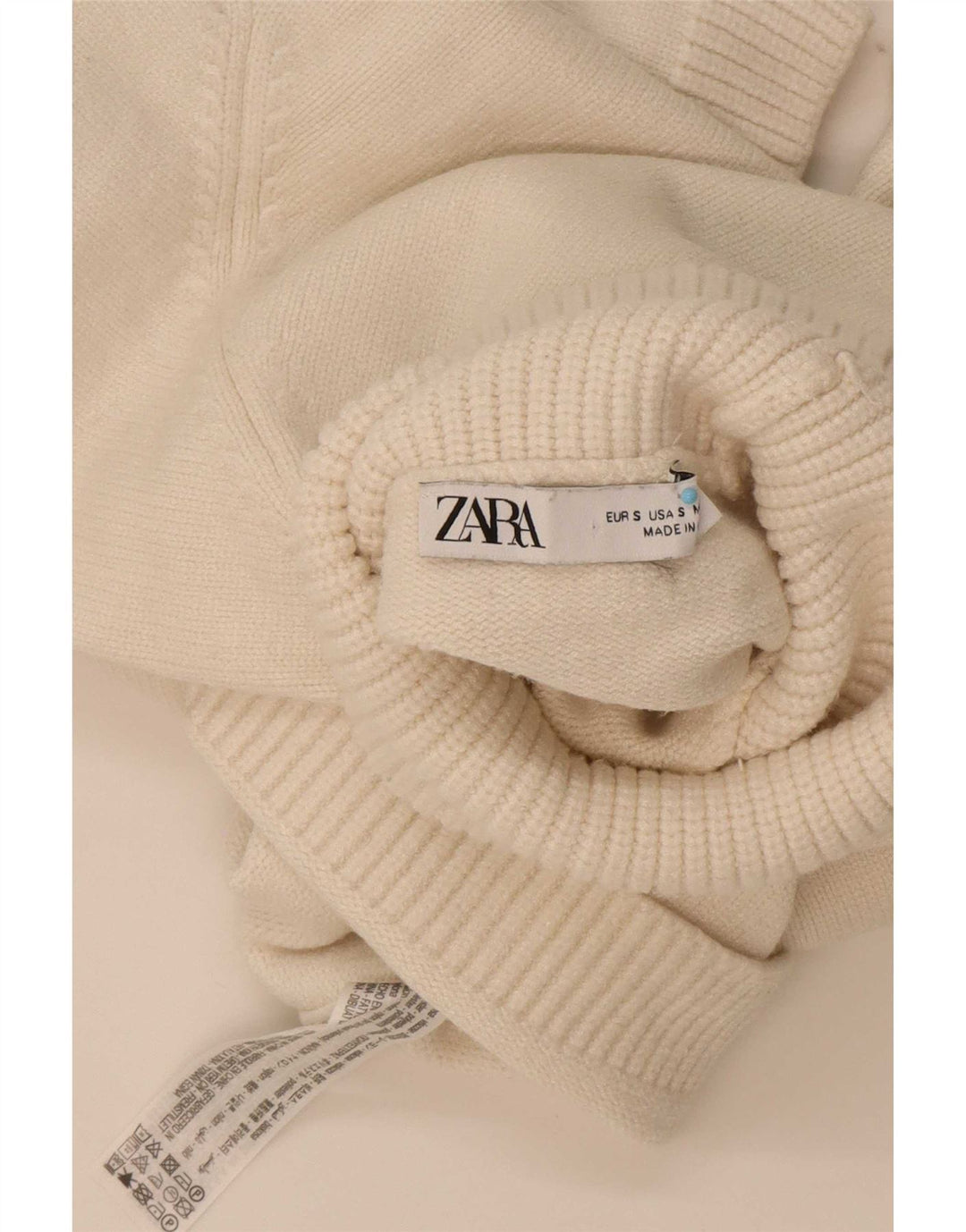 Zara Suéter feminino cropped oversized com gola redonda Reino Unido 10 pequeno off white