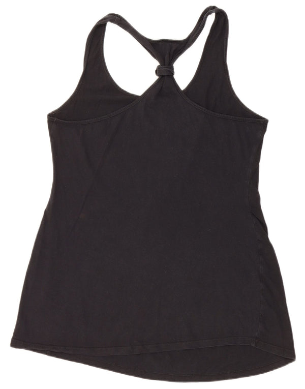 Colete feminino VINTAGE com estampa gráfica UK 12 algodão preto médio