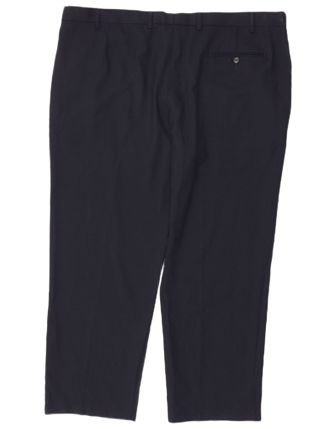 Calça masculina de ajuste regular Marks & Spencer W46 L31 azul marinho poliéster