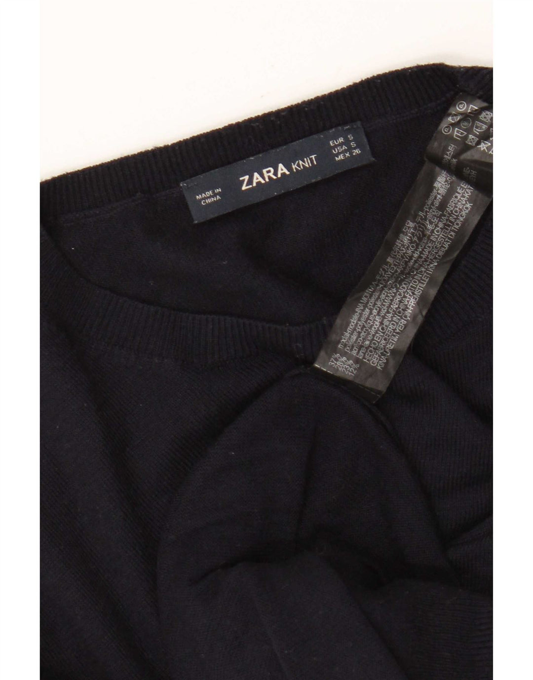Zara Suéter feminino com gola redonda e gola redonda, modal azul marinho pequeno 10