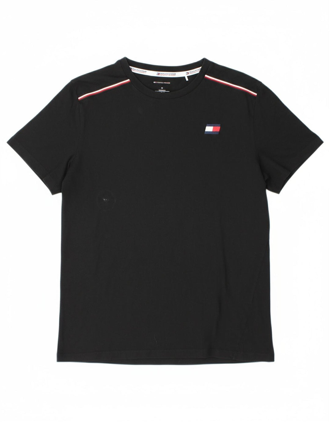 Camiseta masculina TOMMY HILFIGER de algodão preto médio