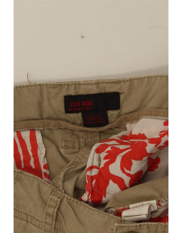 Zara Mens Cargo Shorts EU 40 Médio W31 Algodão Bege