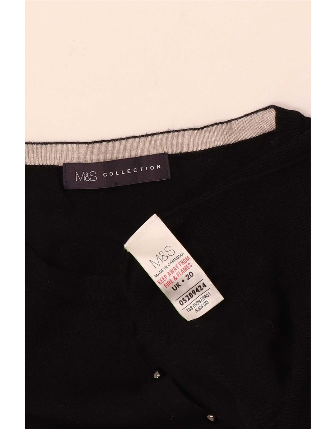 Suéter cardigã feminino Marks & Spencer UK 20 2XL viscose preta