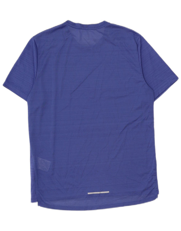 Nike Mens Dri Fit Camiseta Top Médio Azul Listrado Poliéster