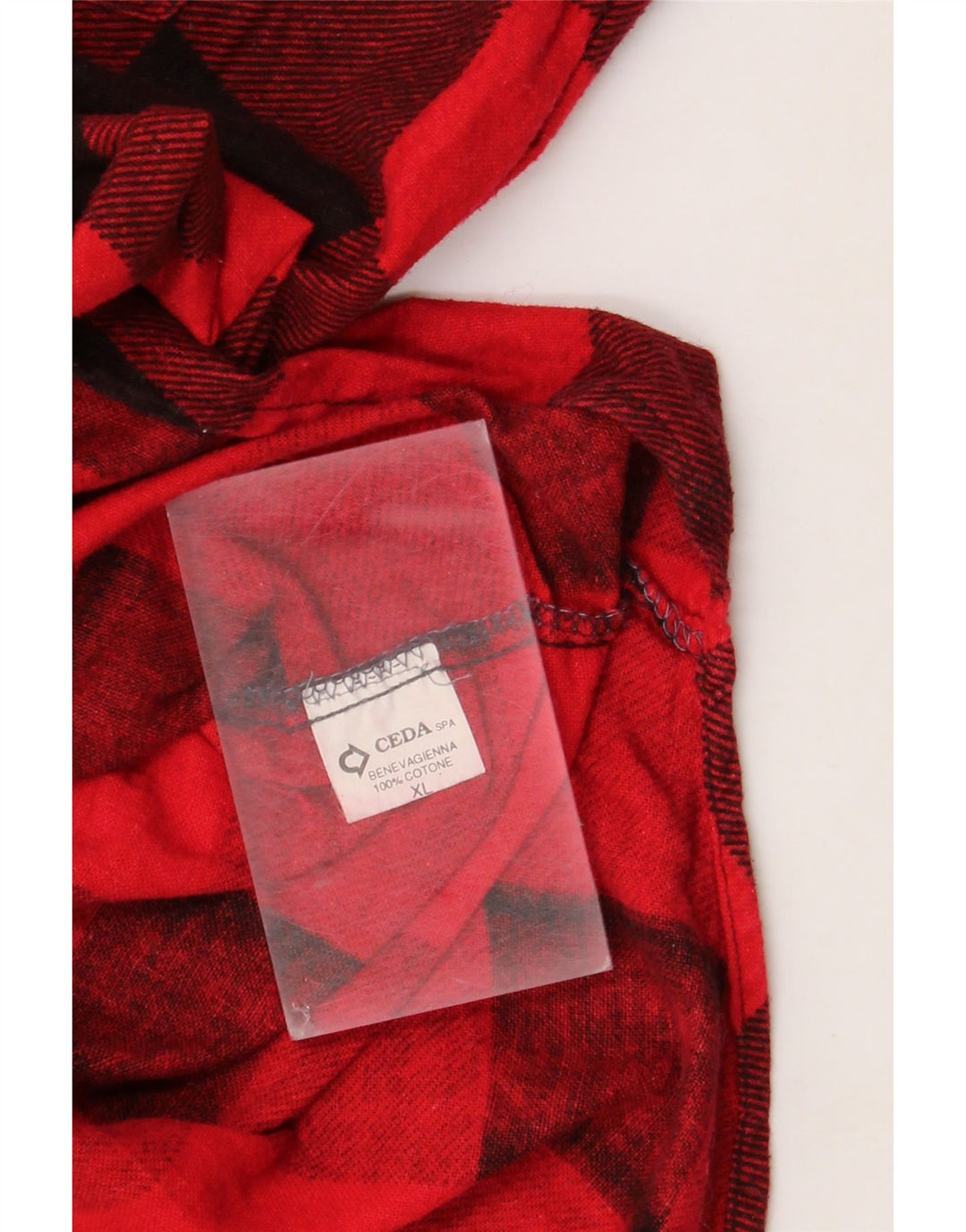 Camisa masculina vintage de flanela XL algodão vermelho guingão