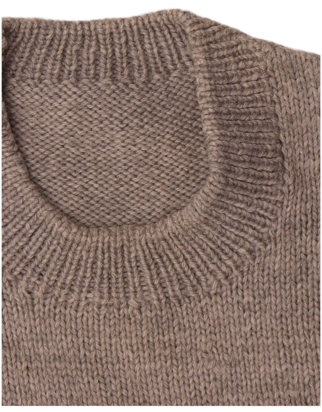 Suéter feminino vintage com gola redonda UK 14 listrado cinza médio