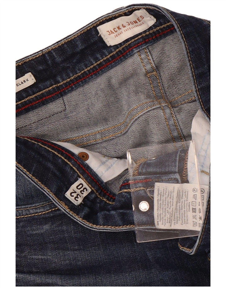 Jack & Jones Mens Clark Straight Jeans W32 L30 Azul Algodão