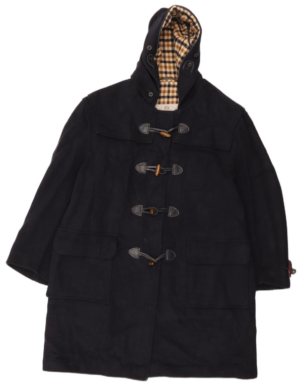 Aquascutum casaco feminino grande com capuz e grande tamanho UK 18 XL azul marinho lã nova
