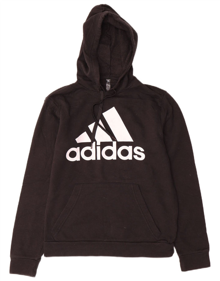 ADIDAS Mens Graphic Hoodie Jumper Pequeno Algodão Preto