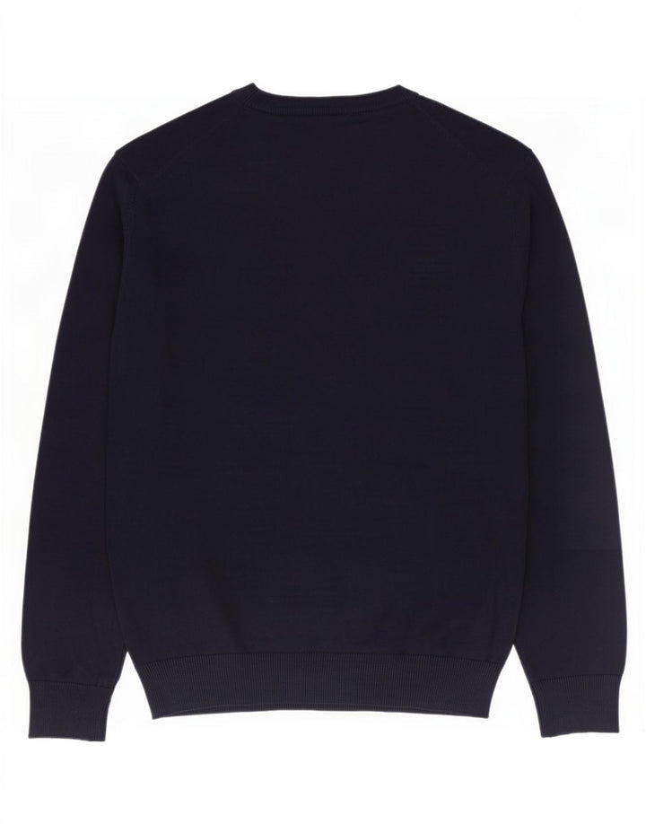 Crew Clothing Suéter masculino com decote em V, algodão azul marinho médio