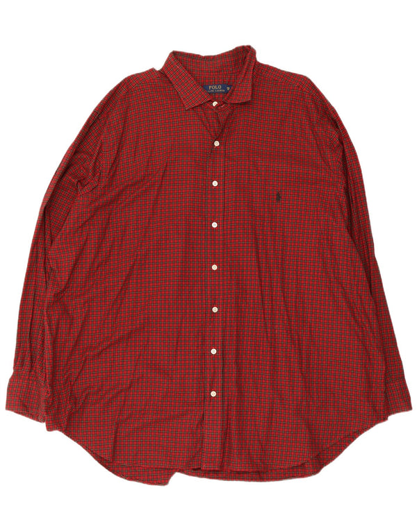 Polo Ralph Lauren Camisa masculina 3XL algodão xadrez vermelho