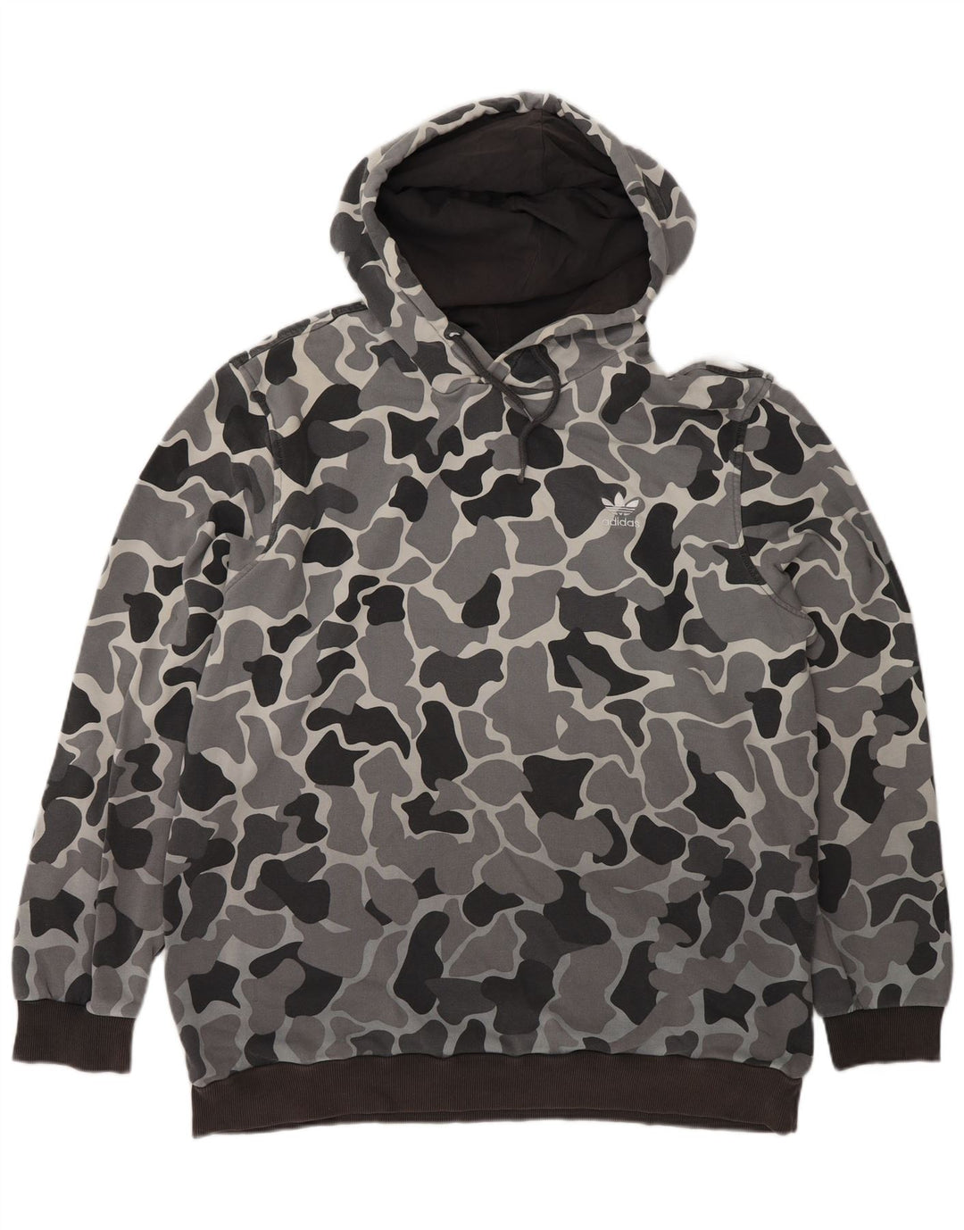 Adidas Mens Hoodie Jumper Grande Camuflagem Cinza