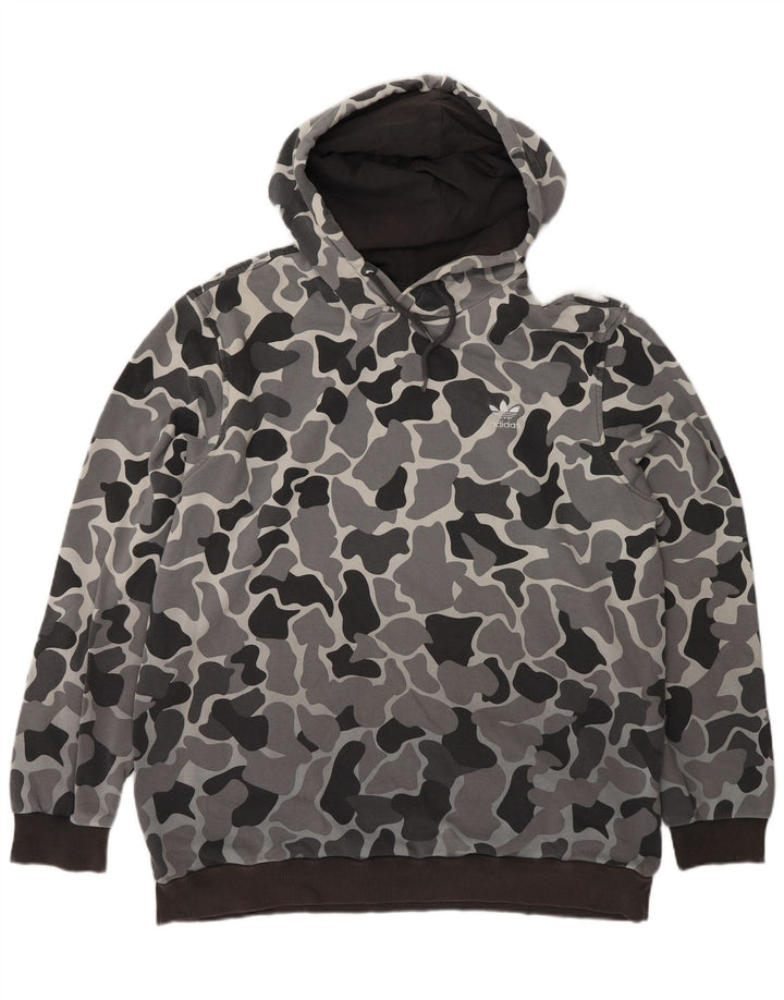 Adidas Mens Hoodie Jumper Grande Camuflagem Cinza