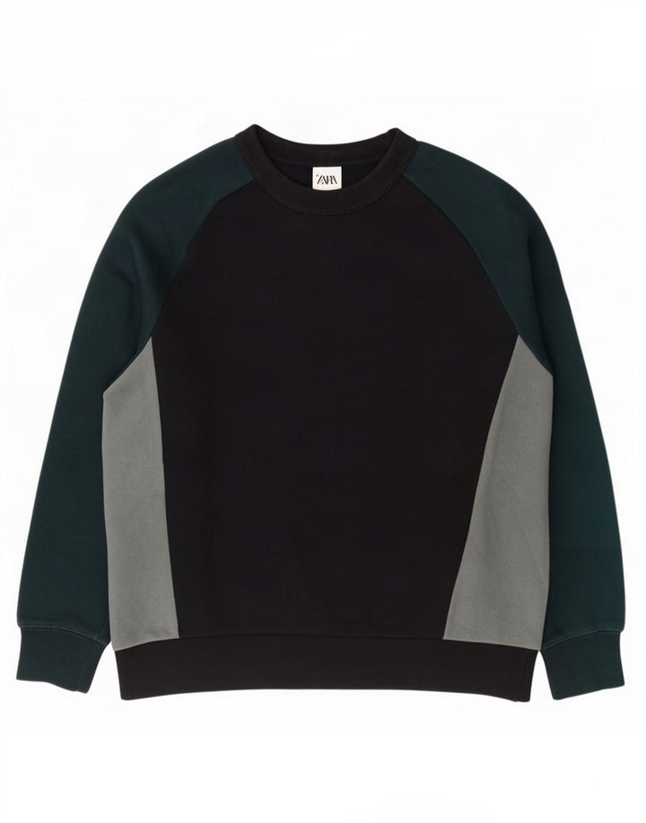 Zara Moletom Masculino Jumper Médio Preto Colorblock