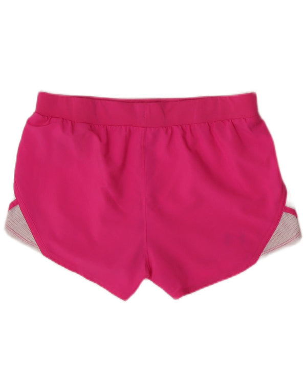 Shorts esportivos femininos Under Armour 11-12 anos grande bloco colorido rosa