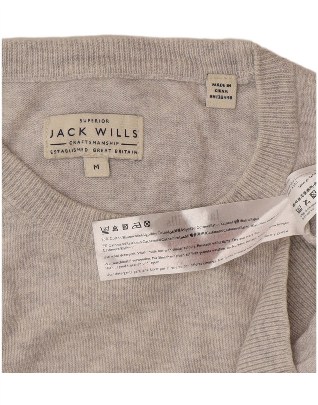 Suéter masculino Jack Wills com gola redonda e algodão cinza médio