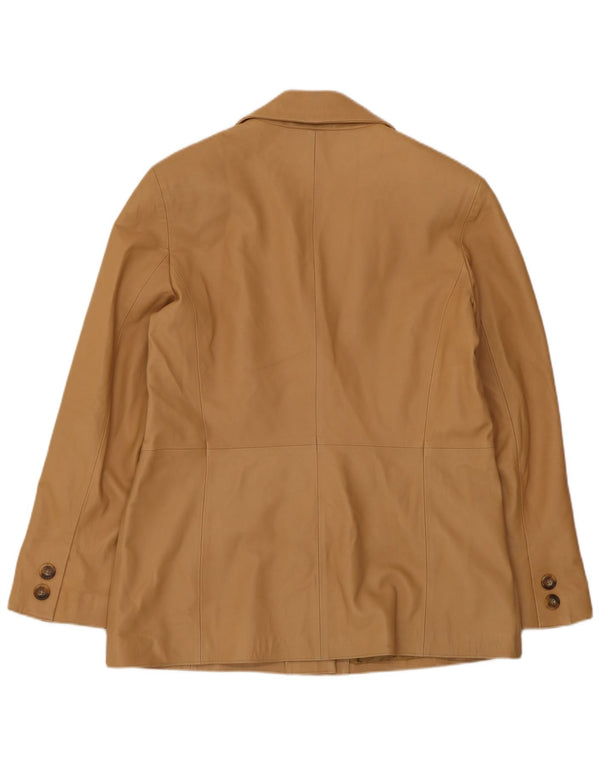 Jaqueta blazer de couro vintage feminina com 3 botões IT 46 couro bege grande